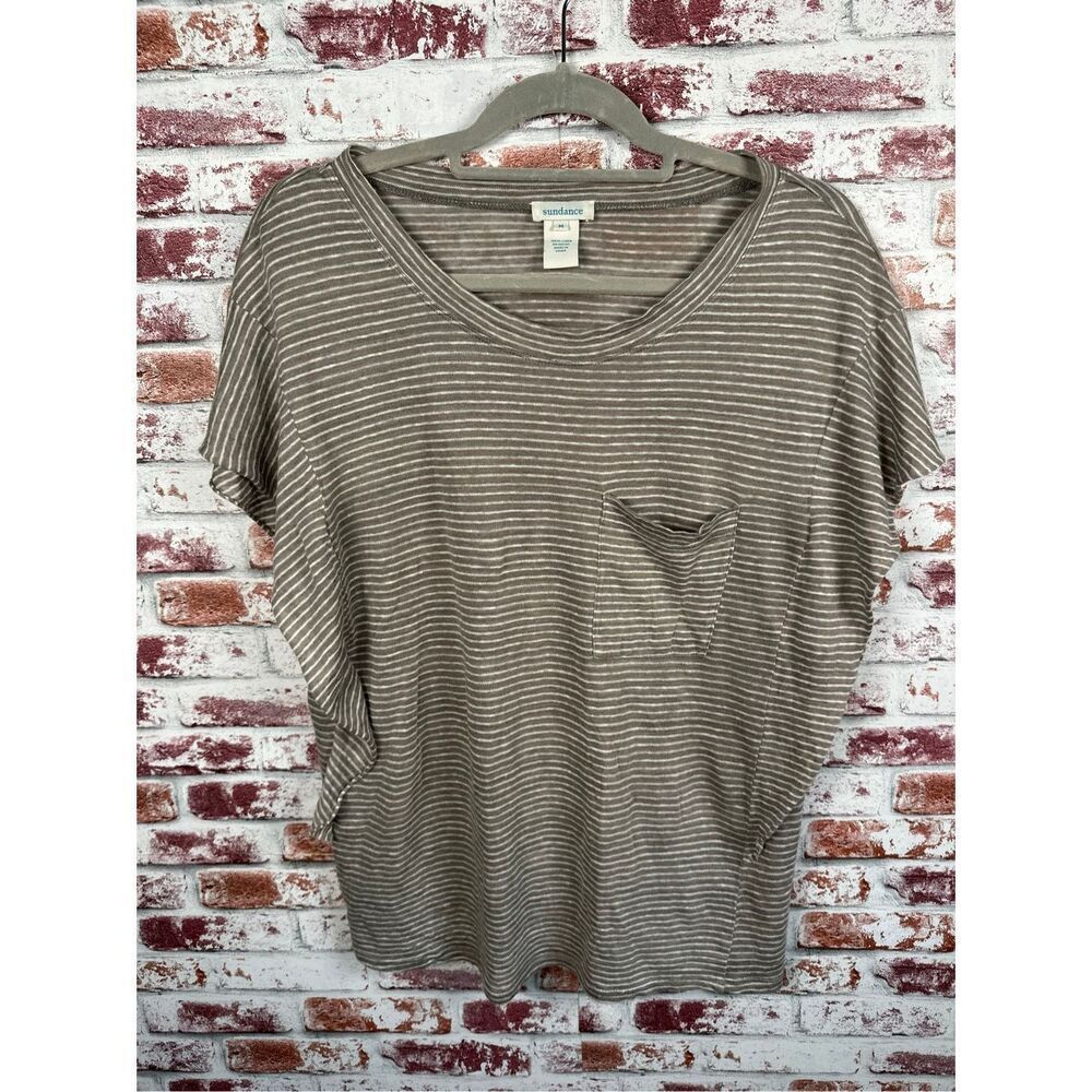 Sundance LINEN Rowan Flutter side shirt sz M